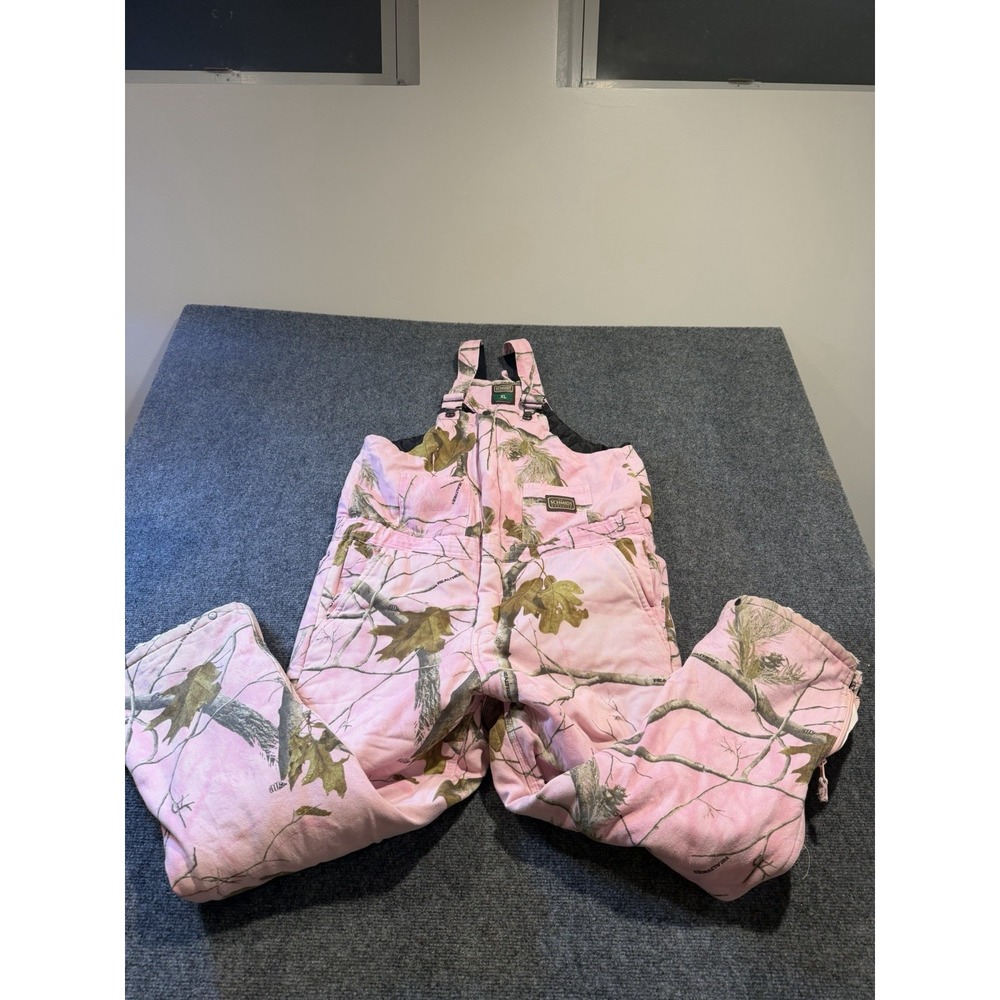 Real Tree Schmidt Pink Camo Overalls Youth XL 18-20 Fits Womens Medium Bib Pants
